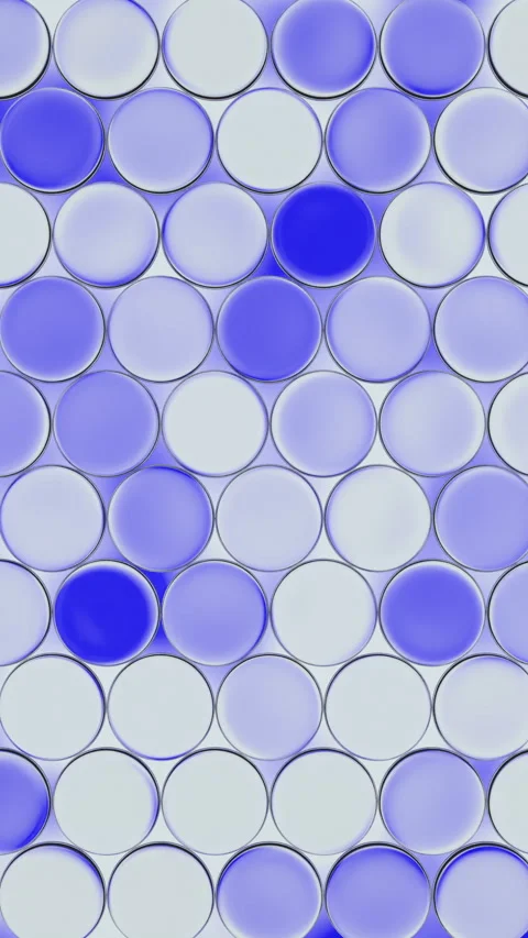 Vertical loop of abstract glass circles with blue and white shifting noise backg Stock Footage 335094611