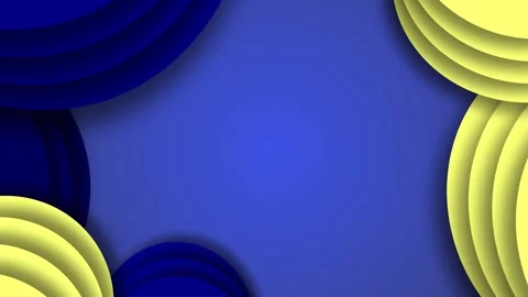 Vertical loop animation of blue and yellow 3d circles on blue background Video stock 140035036