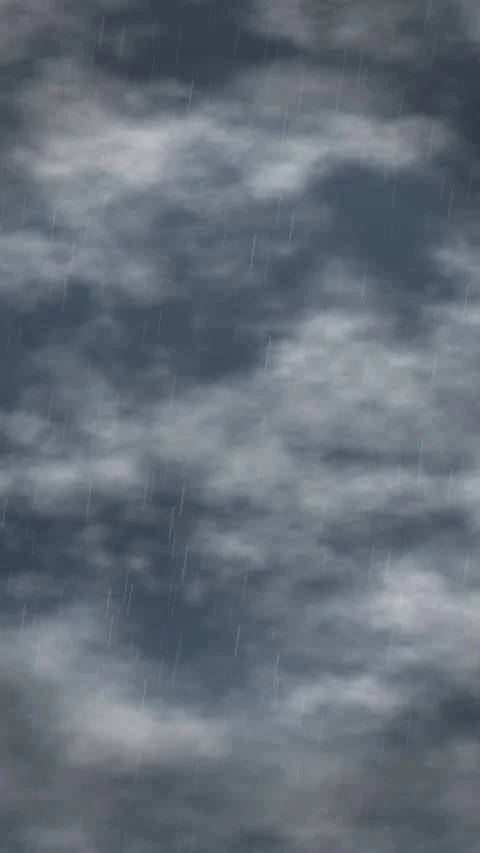 Vertical Loop of Heavy Rain Falling Against Dark Stormy Clouds Stock Footage 342211203