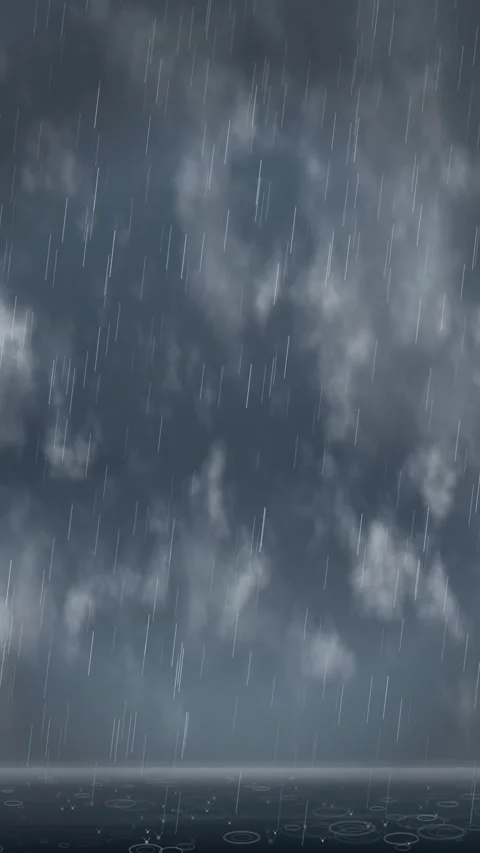 Vertical Loop of Rain Falling on Water Surface Under Cloudy Sky Stock Footage 342489038