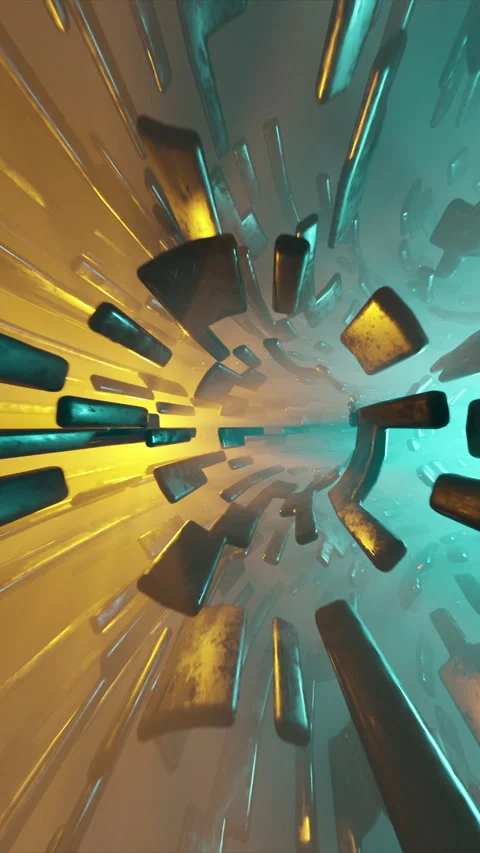 Vertical loopable animation of flight through planet rings of minerals or rocks Stock Footage 254181809