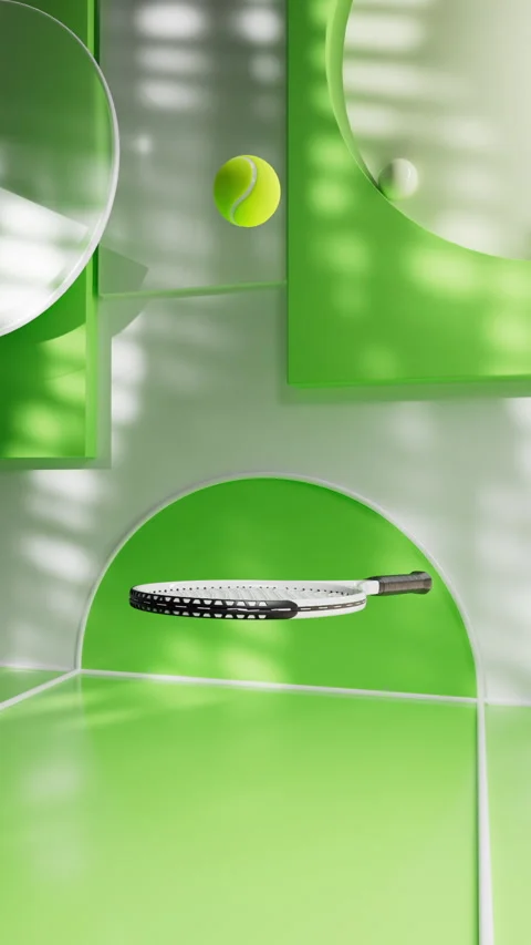 Vertical Looped Tennis Racket Bouncing Ball Stock Footage 279338048