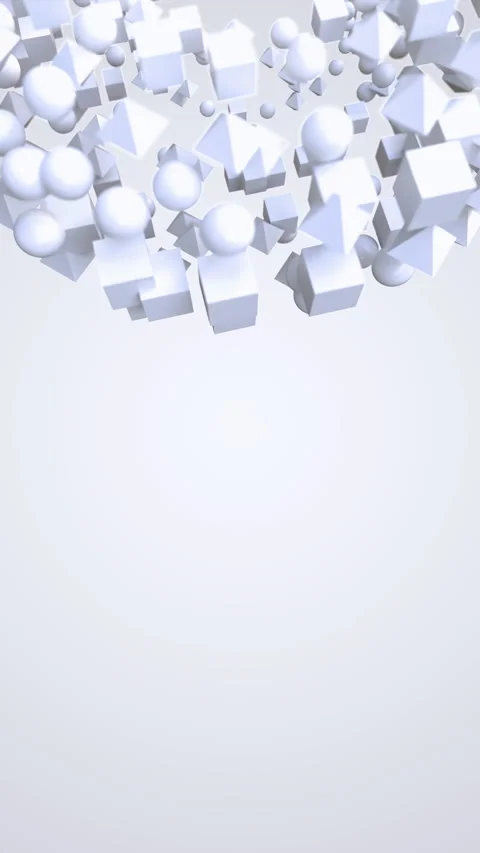 Vertical looped white 3D abstract background with floating geometric shapes Stock Footage 332361684