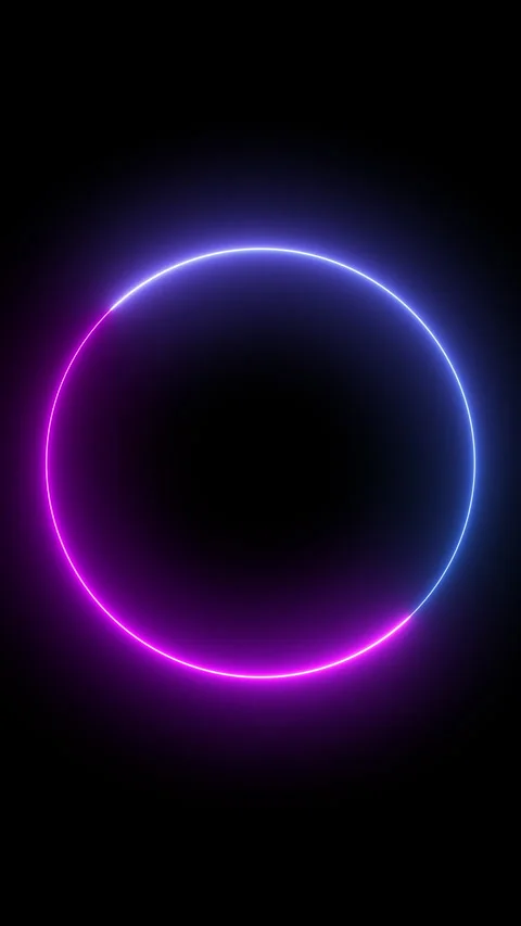 Vertical Looping Neon Circle Frame Abstract Minimalist Background. Stock Footage 318565822