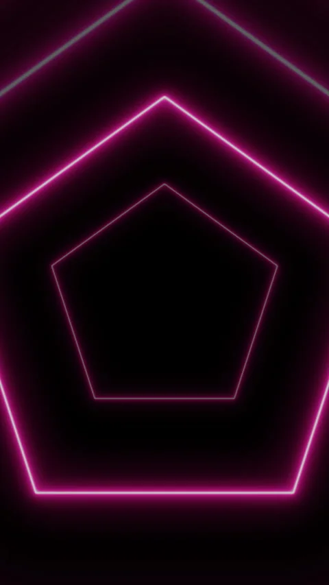 Vertical Looping Neon Pentagon Frame Border Abstract Background. Stock Footage 318565797