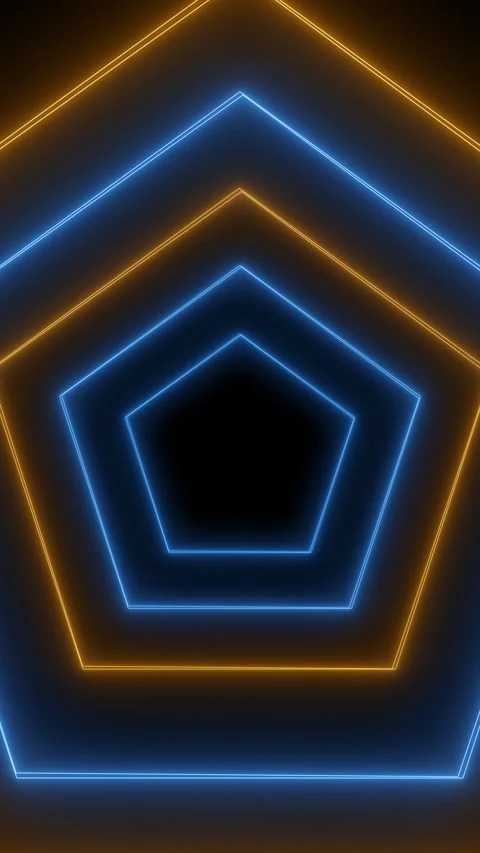 Vertical Looping Neon Pentagon Tunnel Abstract Motion Graphic. Stock Footage 318565745
