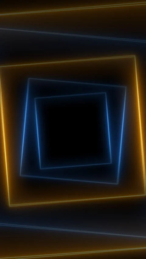 Vertical Looping Neon Square Tunnel Abstract Background in Orange and Blue. Stock Footage 318565734