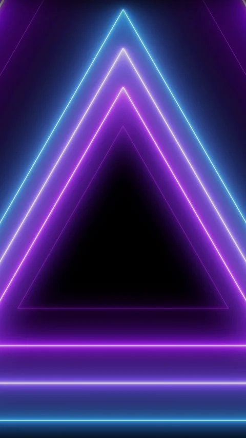 Vertical Looping Neon Triangle Frame Abstract Background with Glow. Stock Footage 318565846