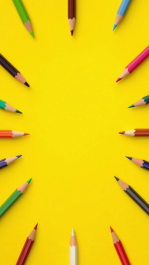 Vertical looping stop motion animation of pencils of different colors moving on Stock Footage 279675424