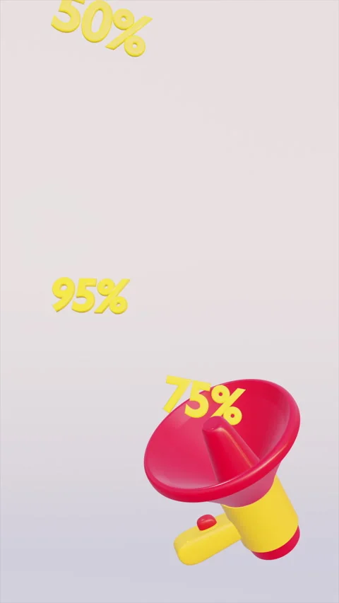 Vertical loudspeaker shouting about discount during black friday sale Stock Footage 254183538