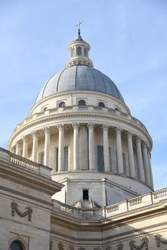 Vertical low-angle shot of the Pantheon in Paris, France Stock Photos