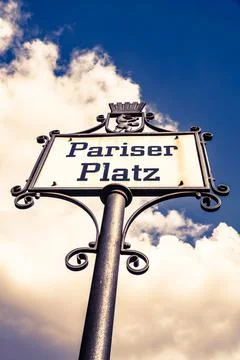 Vertical low angle shot of Pariser Platz in Berlin, Germany Stock Photos