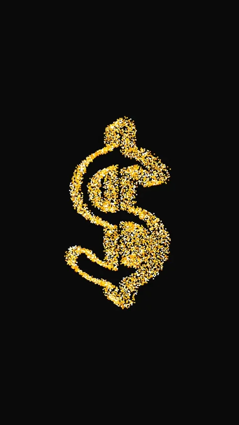 Vertical Luxury Gold Glitter Dollar Sign on Black Background 動画素材 336785191