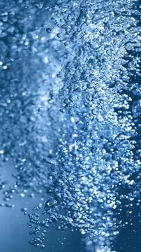 Vertical Macro Close Up Studio Shot of Transparent Blue Gas Bubbles under Wat Stock Illustration