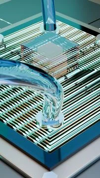 Vertical Macro Shot of Microscopic PCB Circuit Paths, Vertical Photo Фото