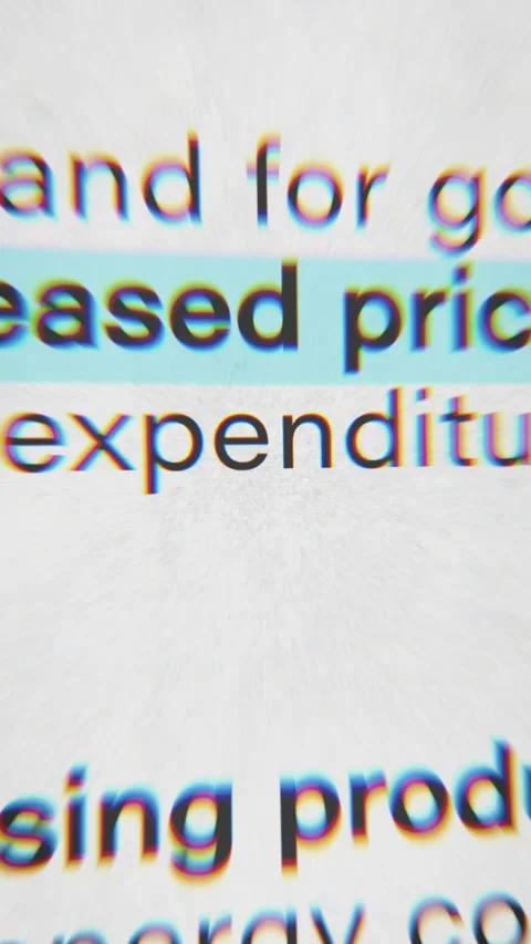 Vertical macro shot of a newspaper article highlighting inflation, representing Stock Footage 328698328