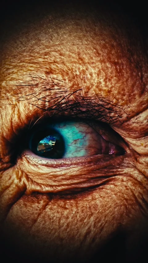 Vertical macro shot of unsettling eye, creepy stalker, voyeurism concept Stock Footage 334727569