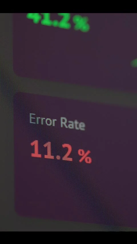 Vertical Macro View of Digital Error Rate Dashboard Screen Stock Footage 336722879
