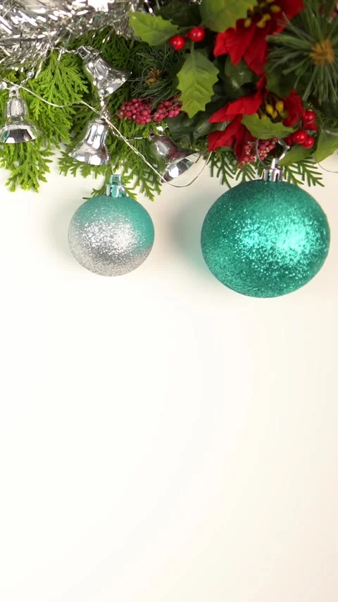 Vertical Man decorating christmas tree with silver stars in living room house. Stock Footage 315237284