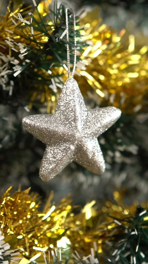 Vertical Man decorating christmas tree. Merry christmas and happy new year Stock Footage 315237288
