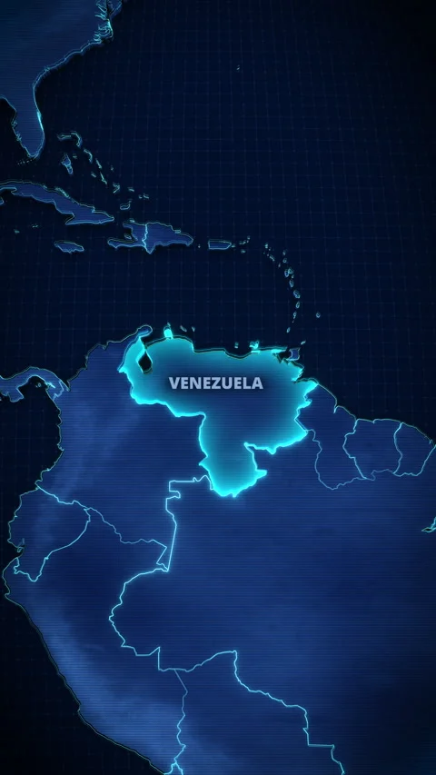 Vertical Map Highlighting Venezuela For Mobile Geopolitical News Promos Stock Footage 337968242
