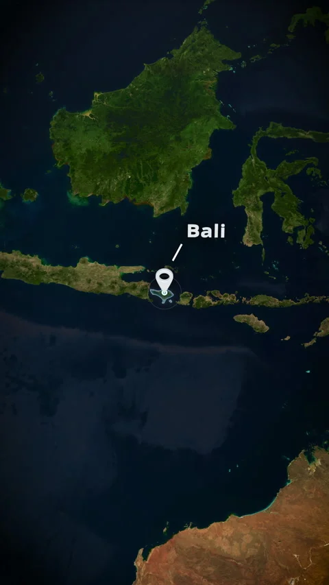 Vertical Map Zoom To Bali Indonesia With Location Pin Stock Footage 339189833