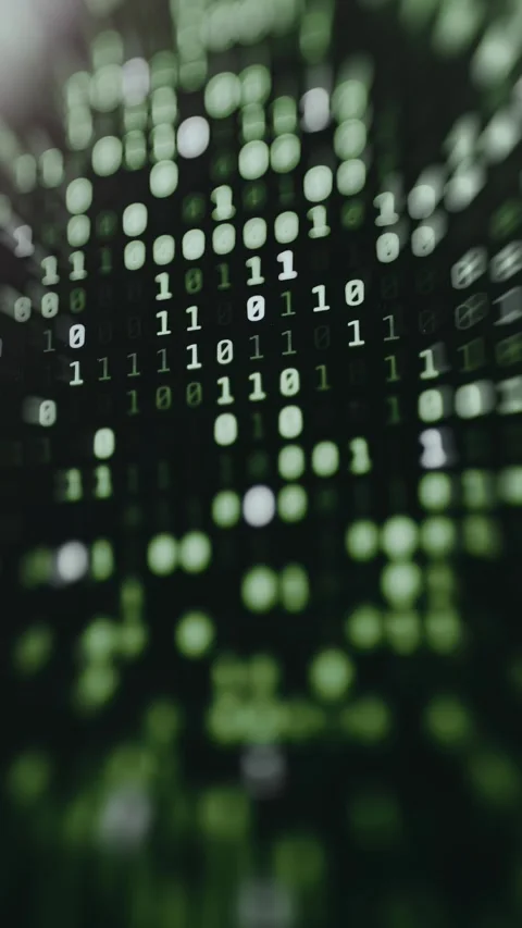Vertical matrix-style binary display with selected 0 and 1 highlights Stock Footage 334925118
