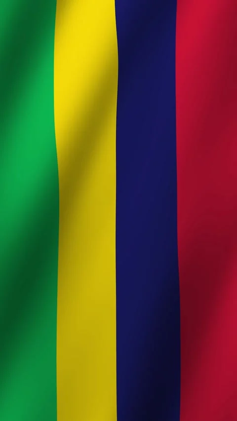 Vertical Mauritius Flag footage video waving in wind Stock Footage 297625596