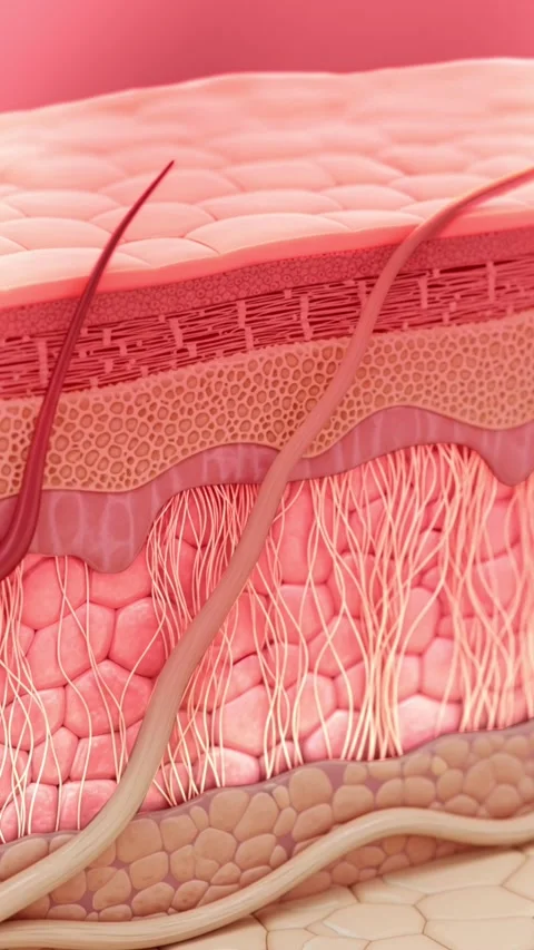 Vertical medical visualization of red light therapy 630nm Stock Footage 329471549