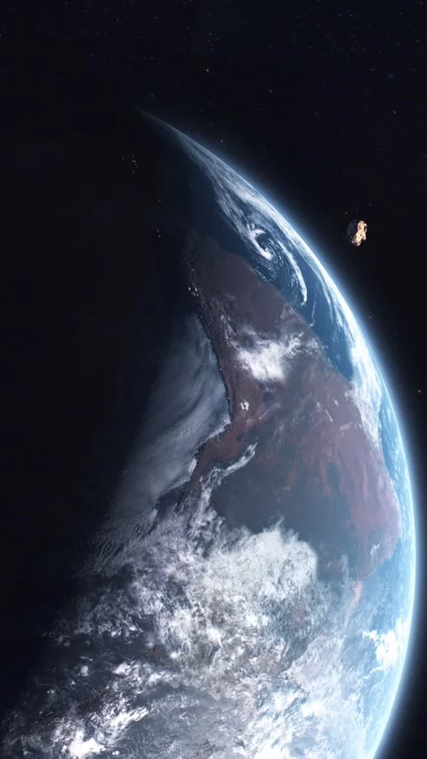 Vertical Medium Shot of the Asteroid Apophis Safely Passing Earth Without Stock Footage 288436946