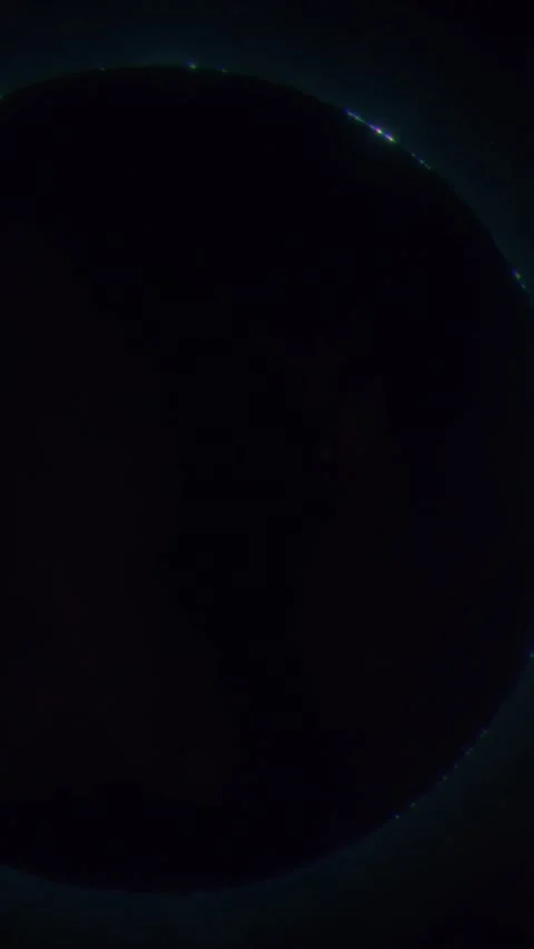 Vertical Medium Shot of Baily's Beads During a Total Solar Eclipse Stock Footage 288437974