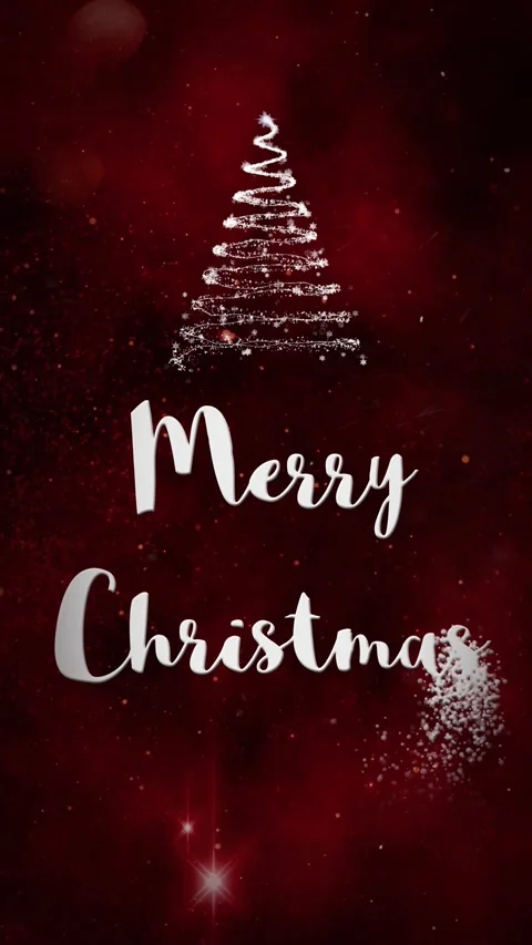 Vertical Merry Christmas Snowball Message on Red 4K Loop Stock Footage 293961253