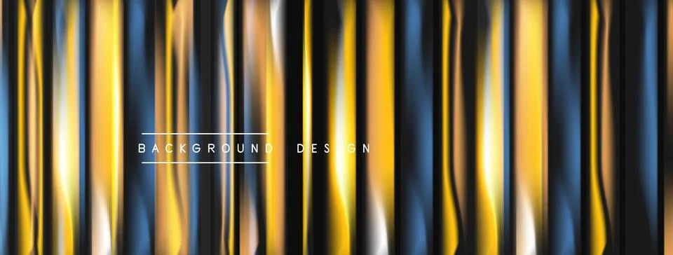 Vertical metallic lines create abstract background. Colors blendgold, blue, Stock Illustration