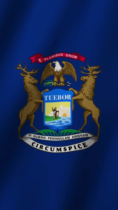 Vertical Michigan Flag Animated 4k video Vídeos de archivo 296914657