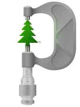 Vertical micrometer measures knitted pine Stock Illustration