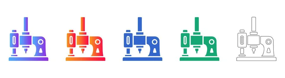 Vertical Milling Machine Vector Icons Stock Illustration