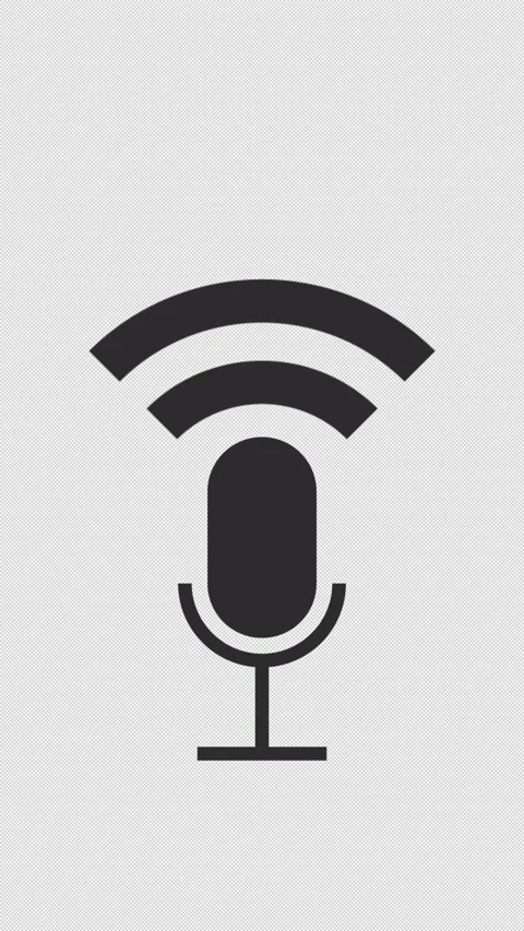 Vertical Minimal Black Microphone Audio Icon 4K Loop Alpha Video stock 338169531