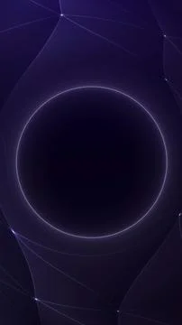 Vertical minimal neon circle on dark blue background with subtle tech lines.. Illustrazione stock