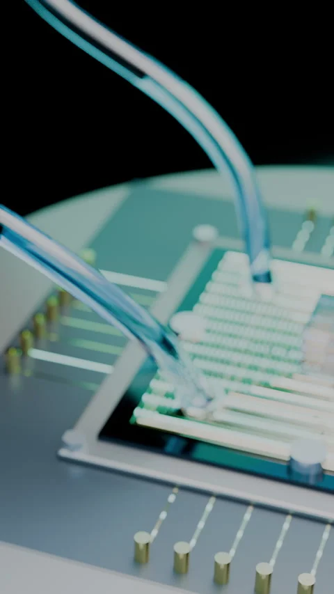 Vertical Minimalist Studio Glide Around Silicon Chip, Vertical 9:16 4K 스톡 동영상 345011598