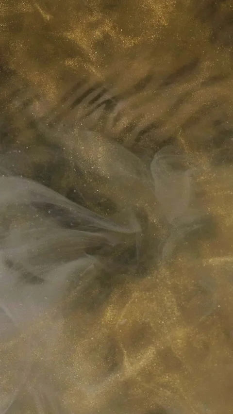Vertical mist floating paint water mix golden haze Stock Footage 311983266