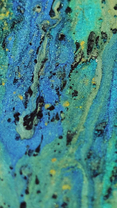 Vertical mix background liquid flow blue glitter Video stock 278174629