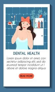Vertical mobile application template. Dental health daily care concept. Young Stock Illustration