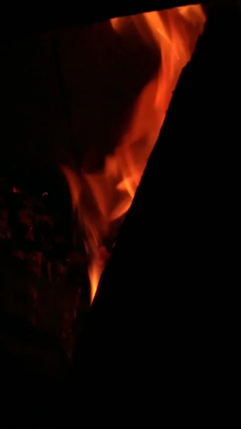 Vertical mobile video. Fireplace with fire in the house Stock Footage 205070466