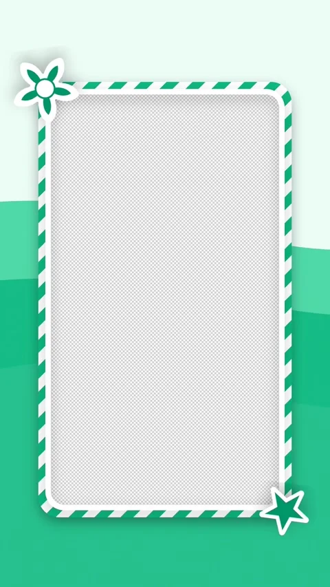 Vertical Mobile Video Wave Stripe Flower Card Frame Seamless Loop Transparent Stock Footage 346157113