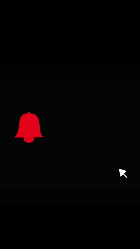 Vertical mobile video White Notification Bell Icon with Cursor on Black Bac.. Stock Footage 321727474