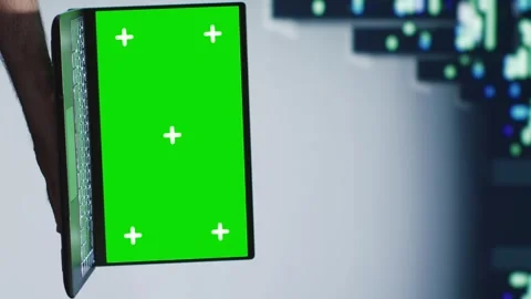 Vertical Mockup laptop server units crosschecking Stock Footage 248471704