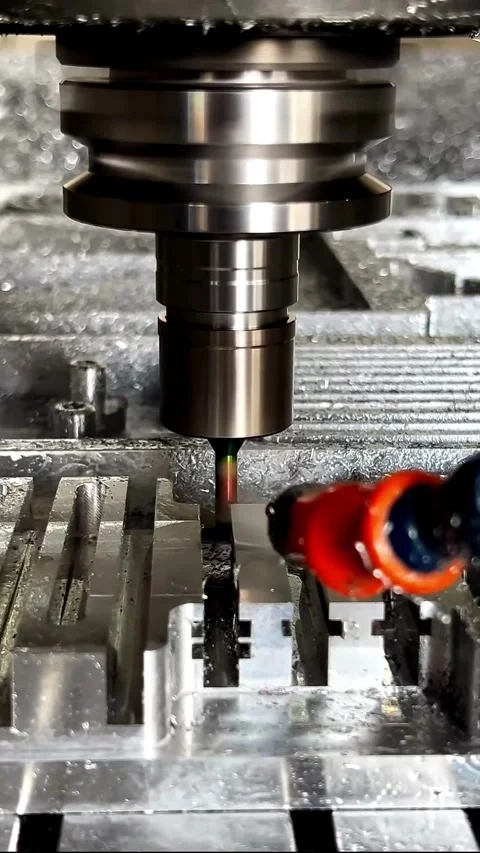 Vertical Modern Factory CNC Machine in Action (with cutting sound) Stock Footage 331687466