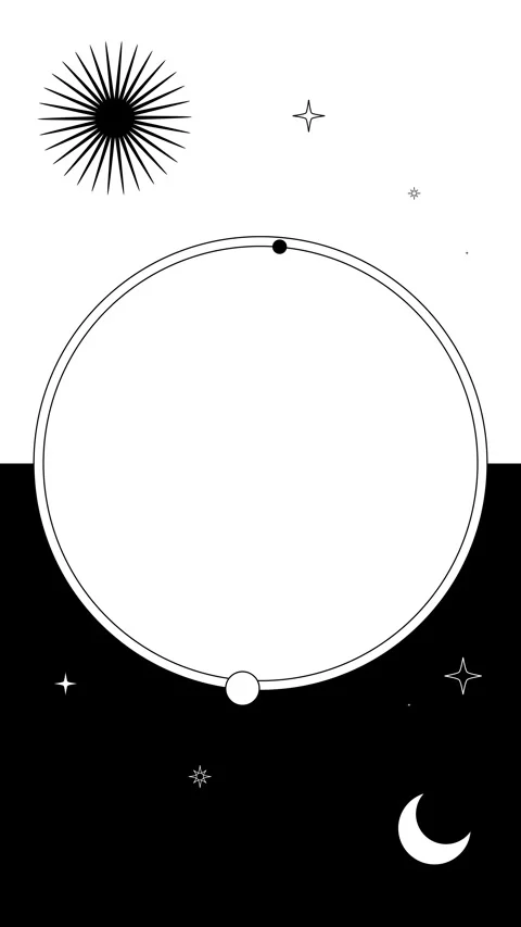 Vertical Monochrome Background with Sun Moon and Circular Frame Stock Footage 326707416