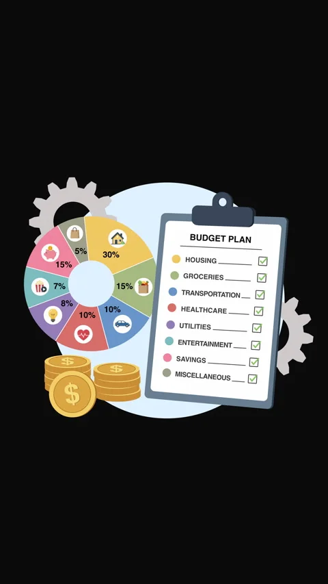 Vertical Monthly Budget Pie Chart Stock Footage 339445925