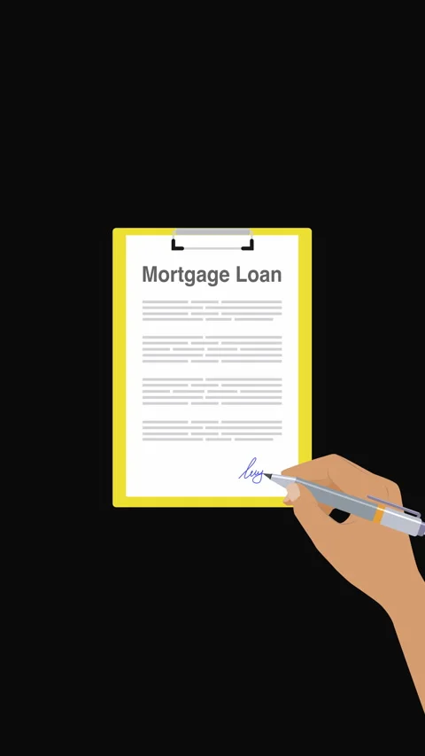 Vertical Mortgage Loan Application Signing Animation with Hand and Pen Stock Footage 336270129